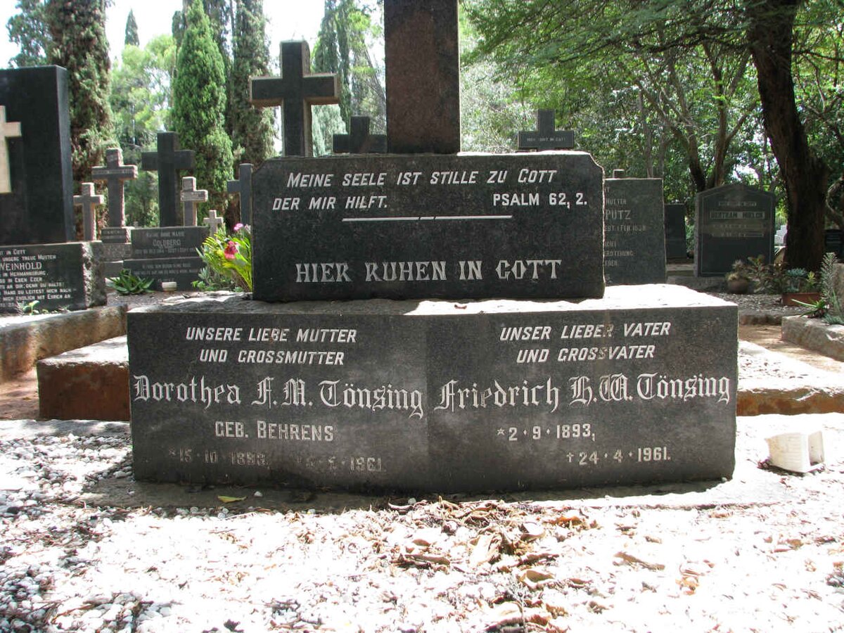 TONSING Friedrich H.W. 1893-1961 &amp; Dorothea F.M. BEHRENS 1893-1961