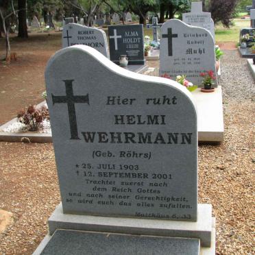 WEHRMANN Helmi nee ROHRS 1903-2001
