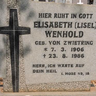 WENHOLD Elisabeth nee VON ZWIETRING 1906-1986