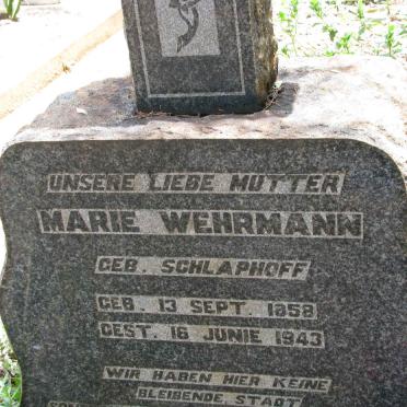 WEHRMANN Marie nee SCHLAPHOFF 1858-1943