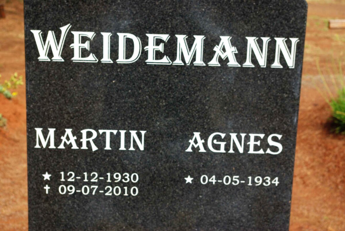WEIDEMANN Martin 1930-2010 &amp; Agnes 1934-