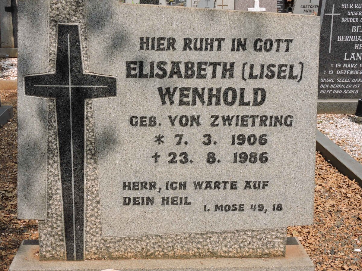 WENHOLD Elisabeth nee VON ZWIETRING 1906-1986