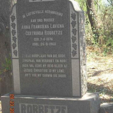 ROBBETZE Anna Fransiena Laviena Gertruida 1874-1960