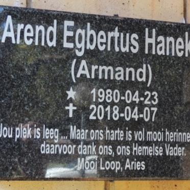 HANEKOM Arend Egbertus 1980-2018