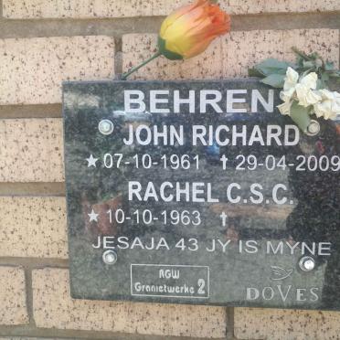 BEHRENS John Richard 1961-2009 &amp; Rachel C.S.C. 1963-