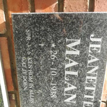 MALAN Jeanette 1938-