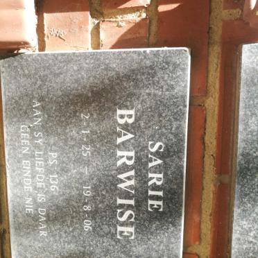 BARWISE Sarie 1925-2006