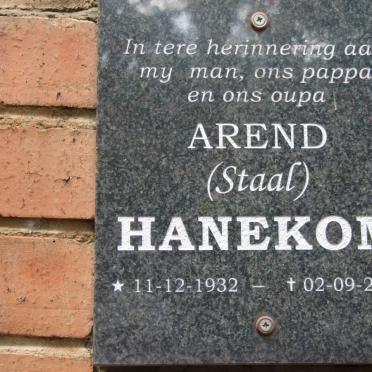 HANEKOM Arend 1932-2005