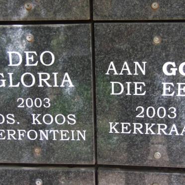 North West, RUSTENBURG, NG Kerk Rustenburg-Wes, Muur van Herinnering