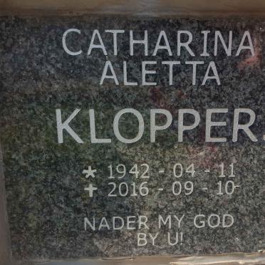 KLOPPERS Catharina Aletta 1942-2016