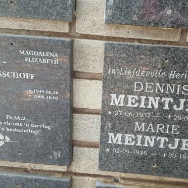 BISSCHOFF Jacobus 1941-2012 &amp; Magdalena Elizabeth 1949-2008 :: MEINTJES Dennis 1937-2007 &amp; Marie 1936-1994