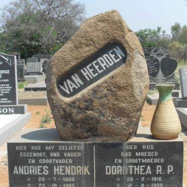 HEERDEN Andries Hendrik, van 1909-1985 &amp; Dorothea Regina Petronella BOTHA 1916-1999