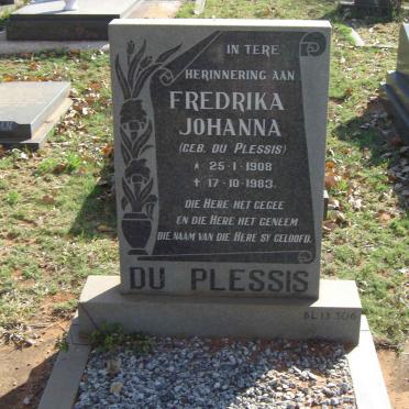 PLESSIS Fredrika Johanna, du nee DU PLESSIS 1908-1983