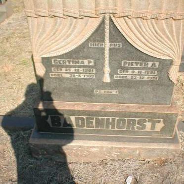BADENHORST Pieter A. 1891-1951 &amp; GERTINA P. 1901-1968
