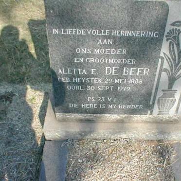 BEER Aletta E.,de nee HEYSTEK 1888-1979
