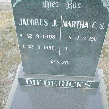 DIEDERICKS Jacobus J. 1908-1980 &amp; Martha C.S. 1911-?