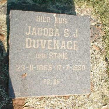 DUVENAGE Jacoba S.J. nee STIMIE 1855-1930
