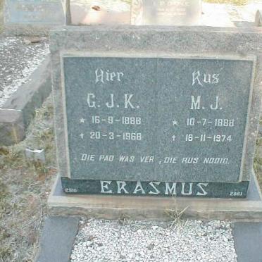 ERASMUS G.J.K.1886-1968 &amp; M.J. 1888-1974