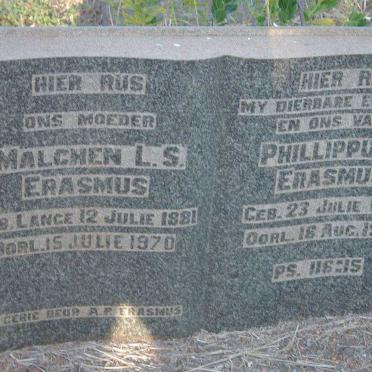 ERASMUS Phillippus L. 1875-1952 &amp; Malchen L.S. LANGE 1881-1970
