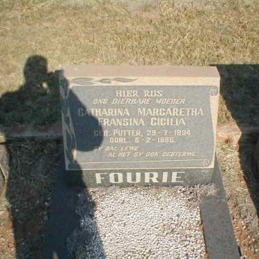 FOURIE Catharina Margaretha Fransina Cicilia nee PUTTER 1894-1966
