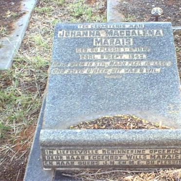 MARAIS Johanna Magdalena nee DU PLESSIS 1910-1942