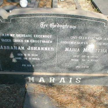 MARAIS Abraham Johannes 1891-1965 &amp; Maria Magritha 1892-1980