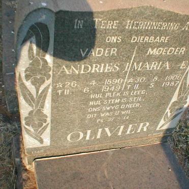 OLIVIER Andries J. 1890-1949 &amp; Maria E. 1906-1987