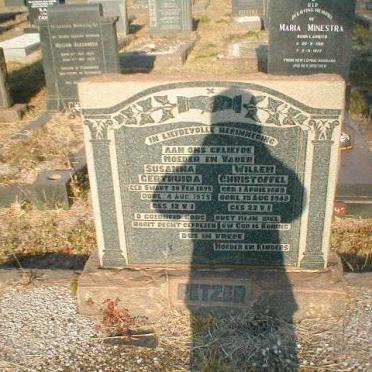 PETZER Willem Christoffel 1889-1949 &amp; Susanna Gertruida SWART 1895-1975