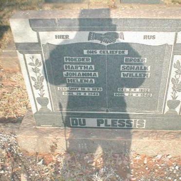 PLESSIS Martha Johanna Helena du, nee SMIT 1879-1942 :: DU PLESSIS Schalk Willem 1902-1940