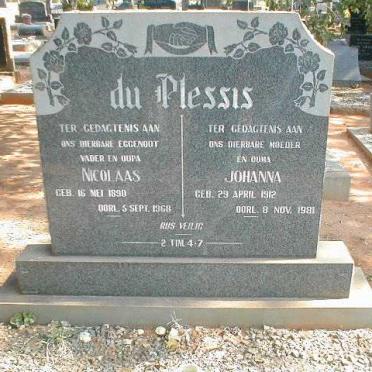 PLESSIS Nicolaas, du 1890-1968 &amp; Johanna 1912-1981