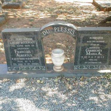 PLESSIS Francois Albertus, du 1890-1978 &amp; Gerbrechta Maria A. 1916-200?