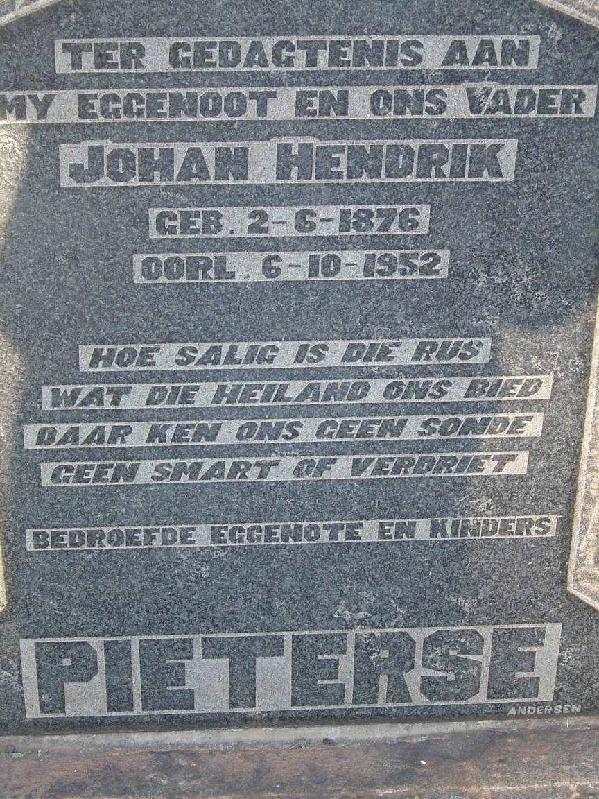 PIETERSE Johan Hendrik 1876-1952