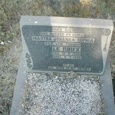 ROUX Martha Johanna Sophia, le nee VAN TONDER 1890-1988