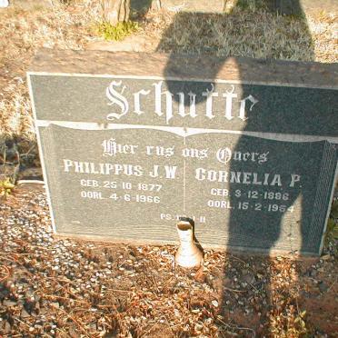SCHUTTE Philippus J.W. 1877-1966 &amp; Cornella P. 1886-1964