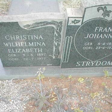STRYDOM Frans Johannes 1892-1976 &amp; Christina Wilhelmina Elizabeth 1897-1977