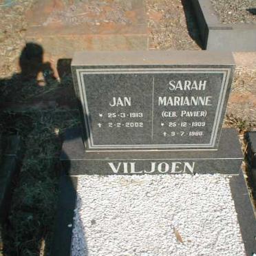 VILJOEN Jan 1913-2002 &amp; Sarah Marianne PAVIER 1909-1980