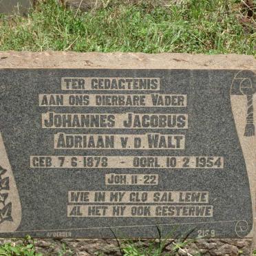 WALT Johannes Jacobus Adriaan, v.d. 1878-1954