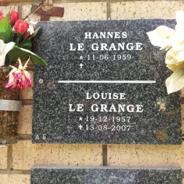 GRANGE Hannes, le 1959- &amp; Louise 1957-2007