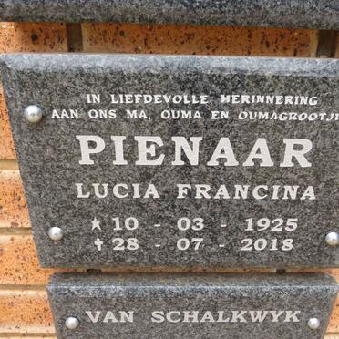 PIENAAR Lucia Francina 1925-2018
