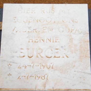 BURGER Hennie 1907-1987