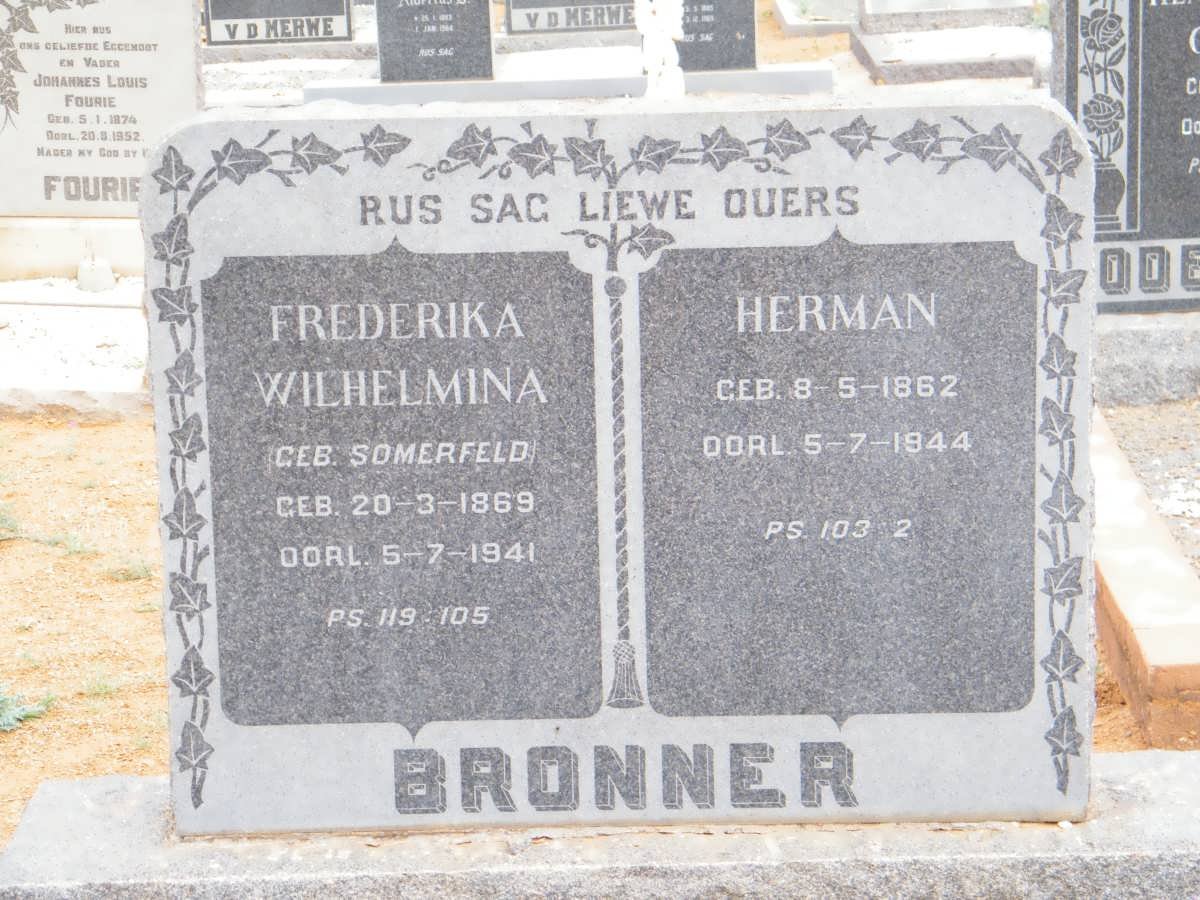 BRONNER Herman 1862-1944 &amp; Frederika Wilhelmina SOMERFELD 1869-1941