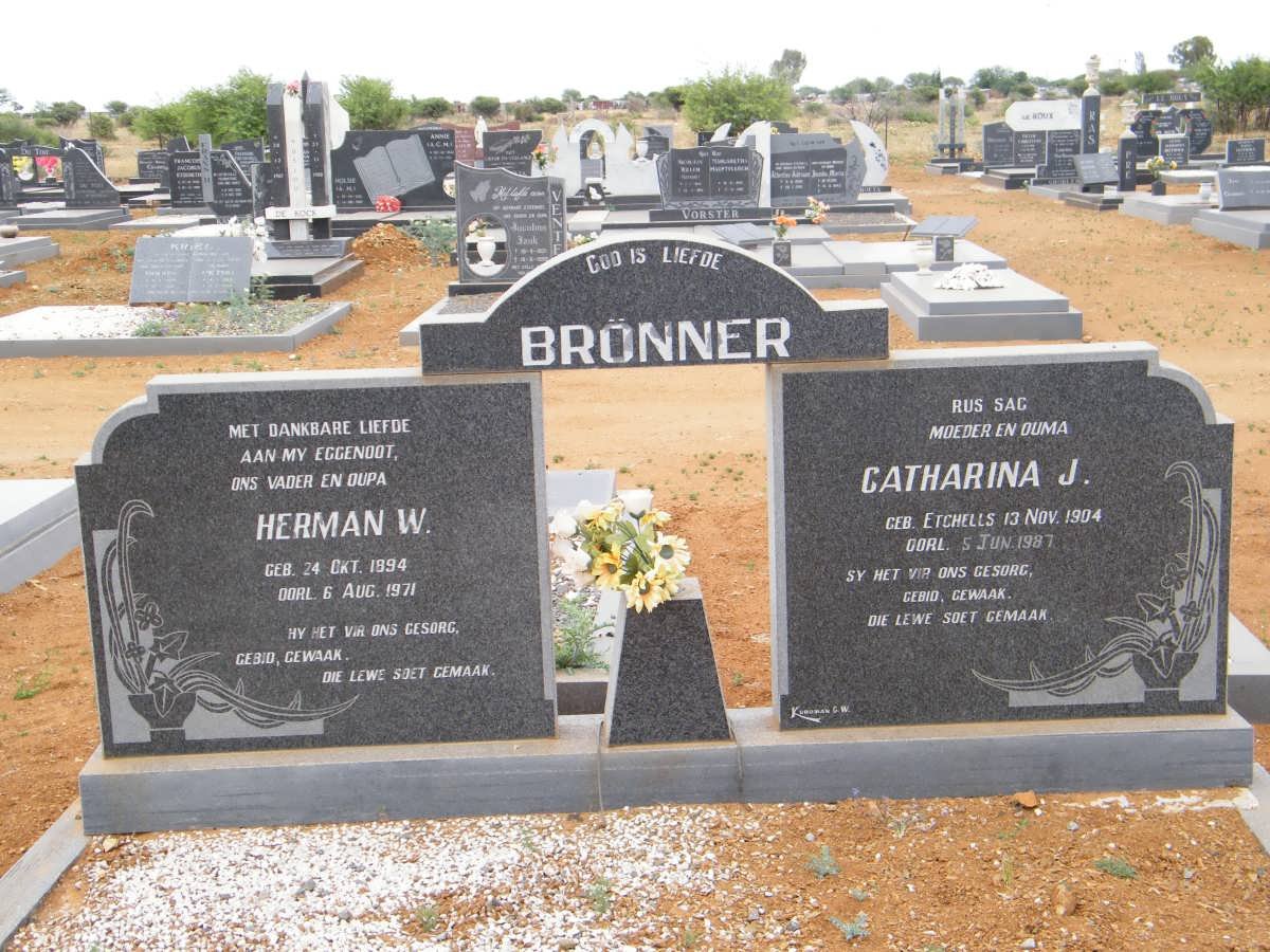 BRONNER Herman W. 1894-1971 &amp; Catharina J. ETCHELLS 1904-1987