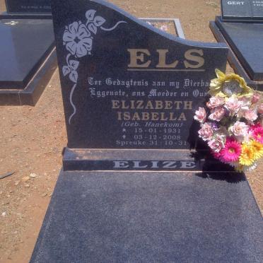 ELS Elizabeth Isabella nee HANEKOM 1931-2008