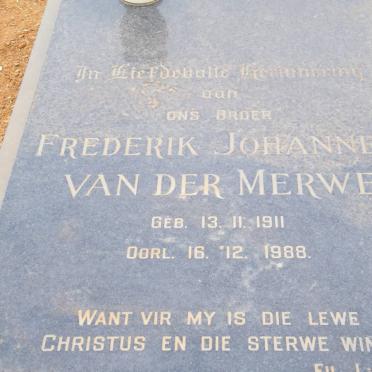 MERWE Frederik Johannes, van der 1911-1988