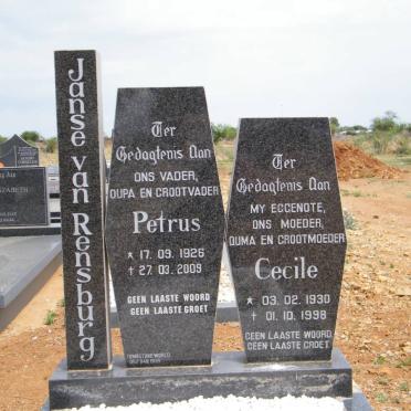 RENSBURG Petrus, Janse van 1926-2009 &amp; Cecile 1930-1998