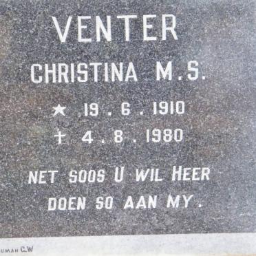 VENTER Christina M.S. 1910-1980