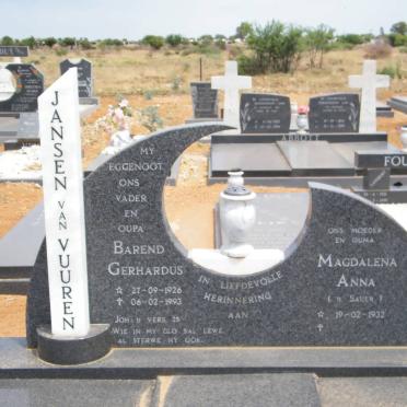 VUUREN Barend Gerhardus, Jansen van 1926-1993 &amp; Magdalena Anna SAUER 1932