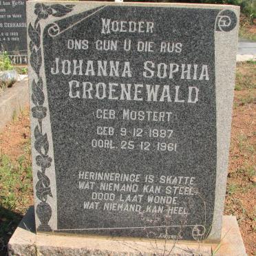 GROENEWALD Johanna Sophia nee MOSTERT 1887-1961