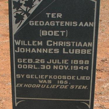 LUBBE Willem Christiaan Johannes 1898-1944
