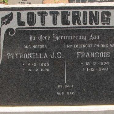 LOTTERING Francois 1874-1948 &amp; Petronella J.C. 1885-1978